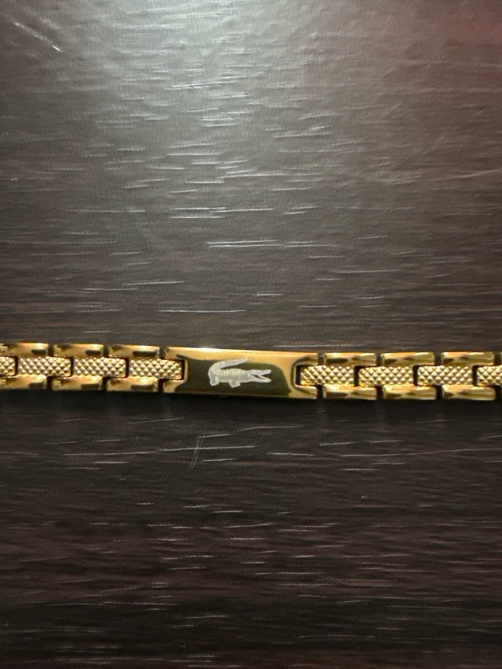 Lacoste Gold and Silver-Tone Crocodile Link Bracelet